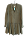 Maeve Size 2 Green Cotton Textured Button Down Long Sleeve Dress Green / 2