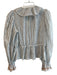 Ulla Johnson Size 4 White & Blue Cotton Striped Long Sleeve Tie At Waist Top White & Blue / 4
