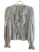 Ulla Johnson Size 4 White & Blue Cotton Striped Long Sleeve Tie At Waist Top White & Blue / 4