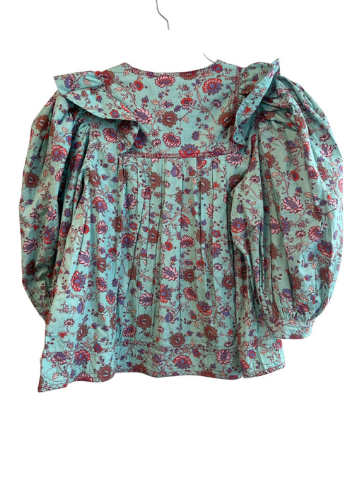 Sea New York Size Small Teal & Multi Cotton Floral Long Puff Sleeve Top Teal & Multi / Small
