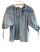 Sofia Size Est Small Light Blue Cotton Half Sleeve V Neck Ruffle Neck Top Light Blue / Est Small