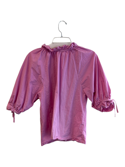 Sofia Size Est Small Pink Cotton Half Sleeve V Neck Ruffle Neck Top Pink / Est Small