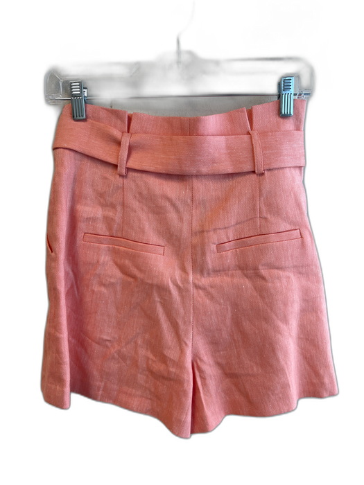 Veronica Beard Size 2 Salmon Linen Blend Belt Pleat Detail Side Pocket Shorts Salmon / 2