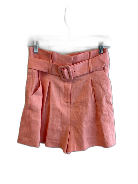Veronica Beard Size 2 Salmon Linen Blend Belt Pleat Detail Side Pocket Shorts Salmon / 2