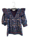 Sea New York Size Small Purple & Blue Cotton V Neck Half Puff Sleeve Pintuck Top Purple & Blue / Small