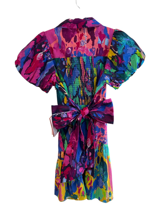 Alivia Size Medium Blue, Green & Multi Cotton Paint Splatter Button Down Dress Blue, Green & Multi / Medium