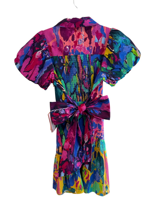 Alivia Size Medium Blue, Green & Multi Cotton Paint Splatter Button Down Dress Blue, Green & Multi / Medium