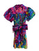 Alivia Size Medium Blue, Green & Multi Cotton Paint Splatter Button Down Dress Blue, Green & Multi / Medium