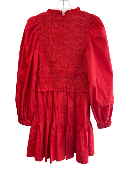 Sea New York Size 4 Red Cotton Blend Long puff sleeve V Neck Back Zip Dress Red / 4