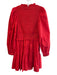 Sea New York Size 4 Red Cotton Blend Long puff sleeve V Neck Back Zip Dress Red / 4
