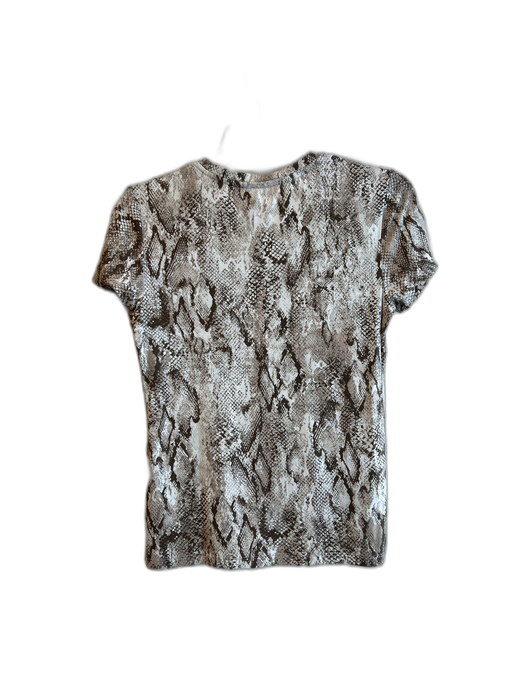 L'agence Size S/P Tan Rayon Blend Round Neck Snake Print Short Sleeve Top Tan / S/P