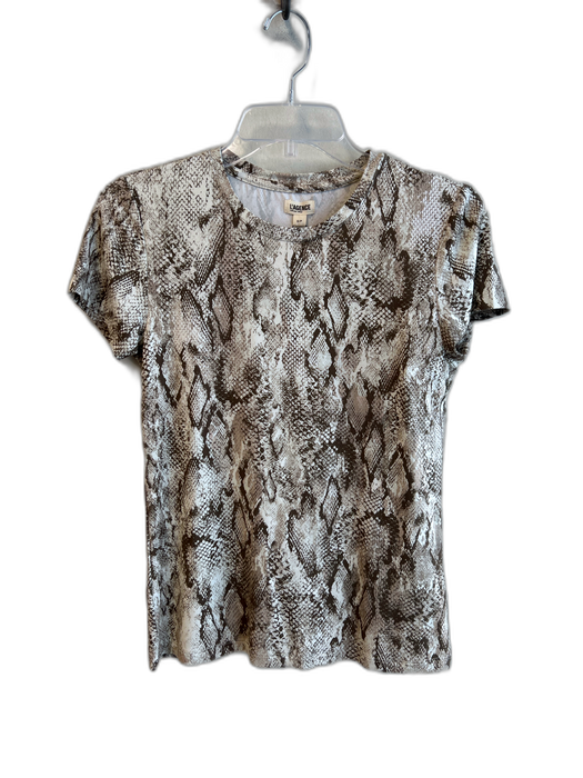 L'agence Size S/P Tan Rayon Blend Round Neck Snake Print Short Sleeve Top Tan / S/P