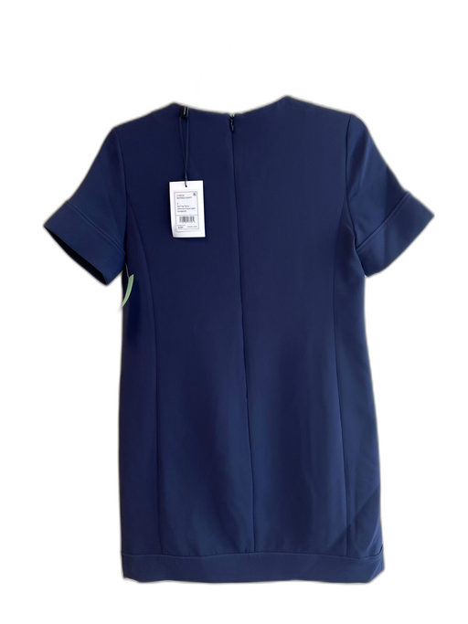 Theory Size 4 Navy Triacetate Blend Short Sleeve V Neck Side Pocket Dress Navy / 4