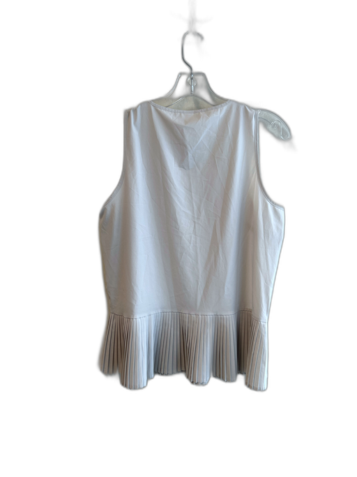 Spanx Size S Ecru Polyester Scoop Neck Pleated Hem Sleevel Print Top Ecru / S