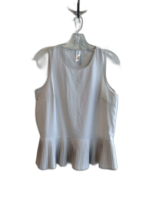 Spanx Size S Ecru Polyester Scoop Neck Pleated Hem Sleevel Print Top Ecru / S