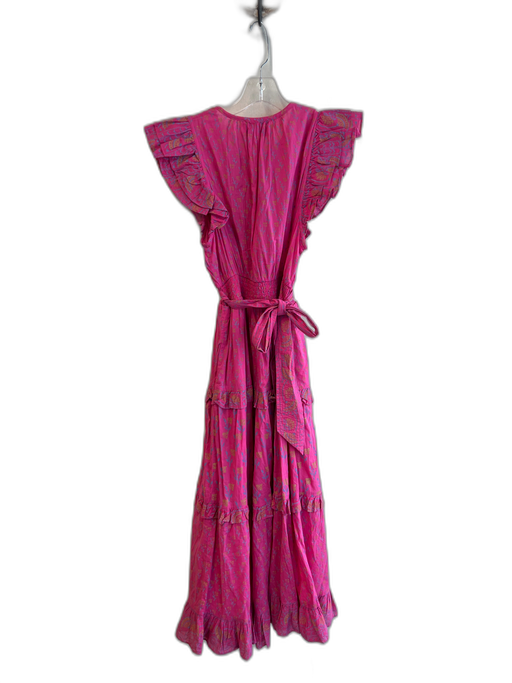 Cleobella Size Small Pink & Multi Organic Cotton Sleeveless Ruffles Tiered Dress Pink & Multi / Small
