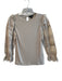 J Crew Size Small Ecru Cotton Blend Long Sleeve Eyelet Detail Ribbed Bodice Top Ecru / Small