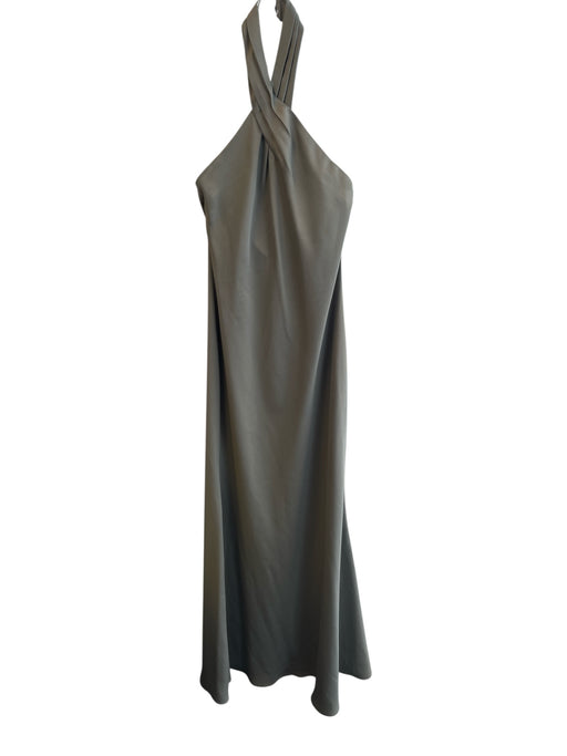 BHLDN Size 4 Moss Green No Fabric Tag Halter Twist Neck Back Zip Gown Moss Green / 4