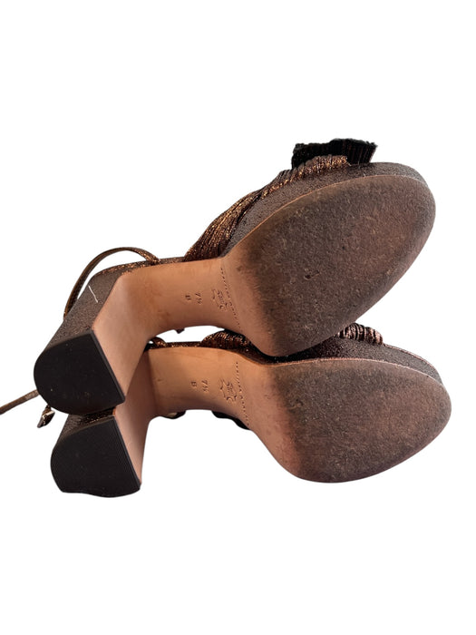 Loeffler Randall Shoe Size 7.5 Bronze Fabric Platform Ankle Buckle Shoes Bronze / 7.5