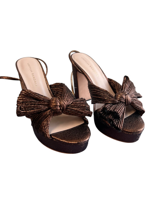Loeffler Randall Shoe Size 7.5 Bronze Fabric Platform Ankle Buckle Shoes Bronze / 7.5