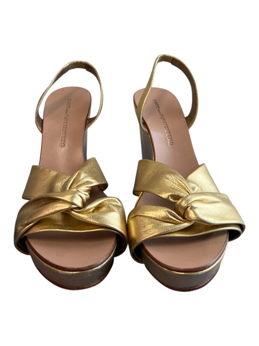 Diane Von Furstenberg Shoe Size 7 Gold Leather Twist Knot Slingback Sandal Shoes Gold / 7
