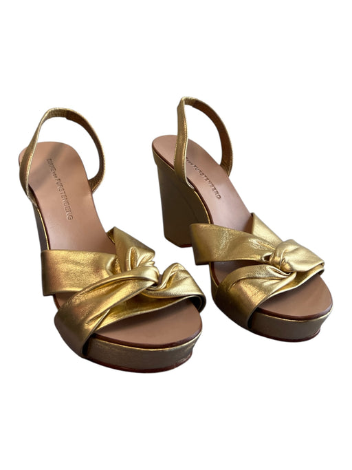Diane Von Furstenberg Shoe Size 7 Gold Leather Twist Knot Slingback Sandal Shoes Gold / 7