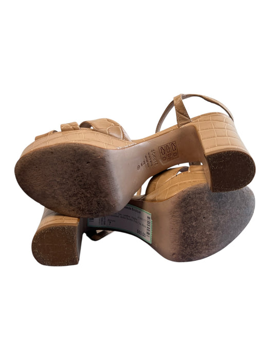 Schutz Shoe Size 7 Tan Leather Reptile Embossed Ankle Buckle Peep Toe Shoes Tan / 7
