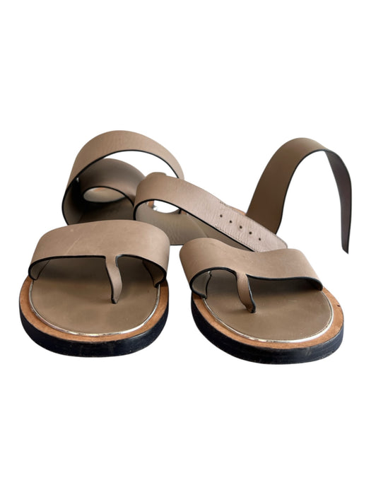 Vince Shoe Size 7 Grayish Beige Leather Round Toe Flat Ankle Buckle Shoes Grayish Beige / 7