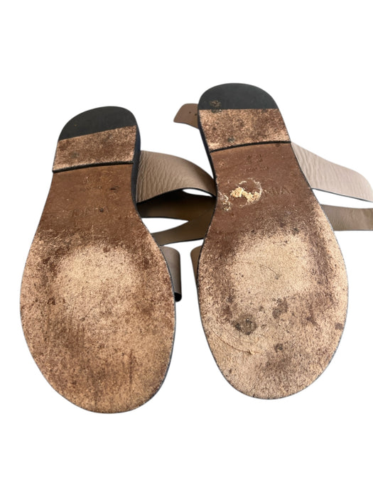 Vince Shoe Size 7 Grayish Beige Leather Round Toe Flat Ankle Buckle Shoes Grayish Beige / 7