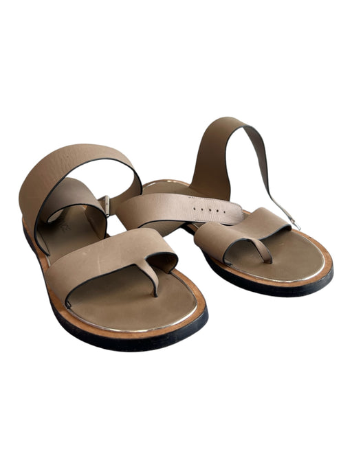 Vince Shoe Size 7 Grayish Beige Leather Round Toe Flat Ankle Buckle Shoes Grayish Beige / 7