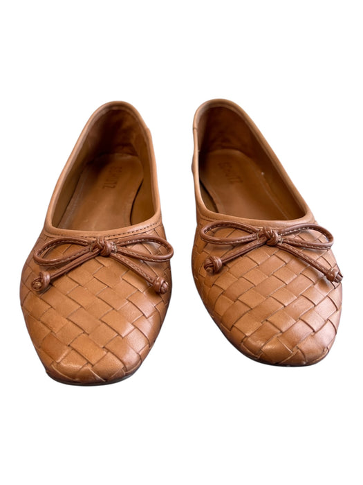Schutz Shoe Size 7.5 Brown Leather Woven Flat Bow Detail Ballerina Shoes Brown / 7.5