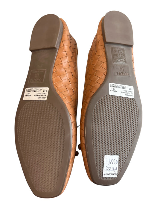 Schutz Shoe Size 7.5 Brown Leather Woven Flat Bow Detail Ballerina Shoes Brown / 7.5