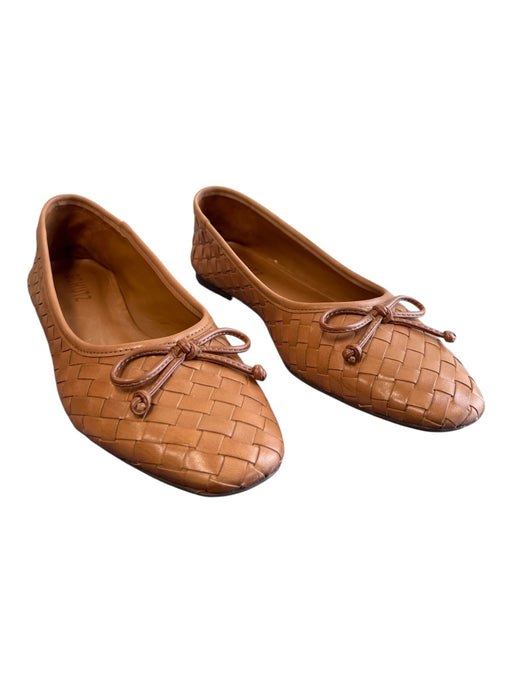 Schutz Shoe Size 7.5 Brown Leather Woven Flat Bow Detail Ballerina Shoes Brown / 7.5