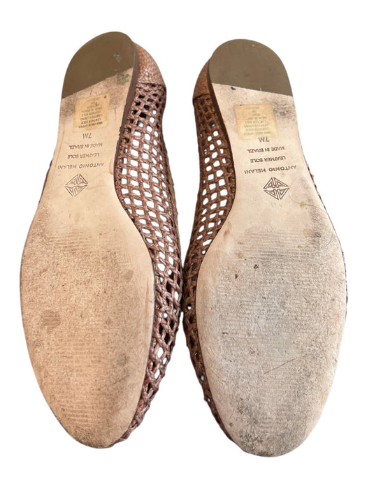 Antonio Melani Shoe Size 7 Brown Leather Woven Bow Flat Shoes Brown / 7