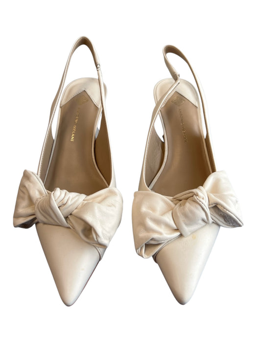 Antonio Melani Shoe Size 7.5 Off White Leather Slingbacks Bow Heel Shoes Off White / 7.5