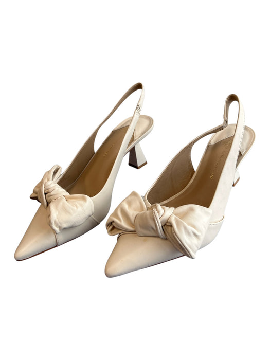 Antonio Melani Shoe Size 7.5 Off White Leather Slingbacks Bow Heel Shoes Off White / 7.5