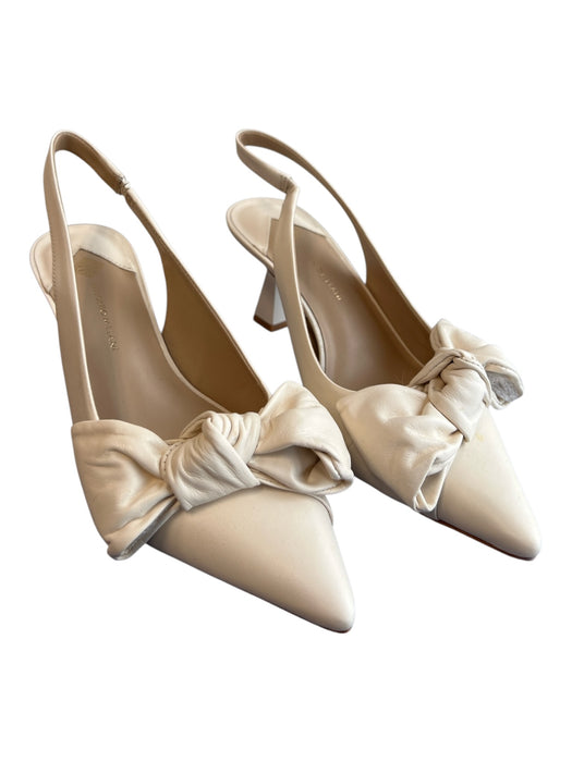 Antonio Melani Shoe Size 7.5 Off White Leather Slingbacks Bow Heel Shoes Off White / 7.5