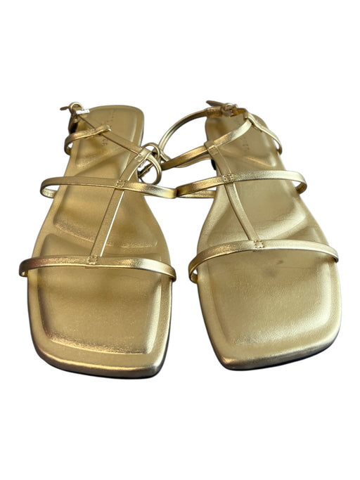 Marc Fisher Shoe Size 6.5 Gold Leather Square Toe Ankle Buckle Strappy Shoes Gold / 6.5