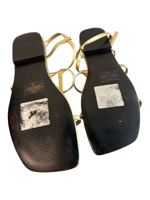 Marc Fisher Shoe Size 6.5 Gold Leather Square Toe Ankle Buckle Strappy Shoes Gold / 6.5