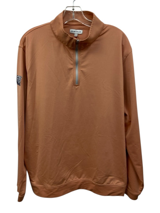Peter Millar Size L Orange Polyester Solid Quarter Zip Men's Long Sleeve Shirt Orange / L