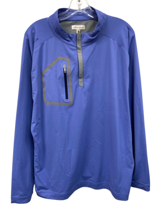 Peter Millar Size XL Blue & Gray Polyester Solid Quarter Zip Long Sleeve Shirt Blue & Gray / XL