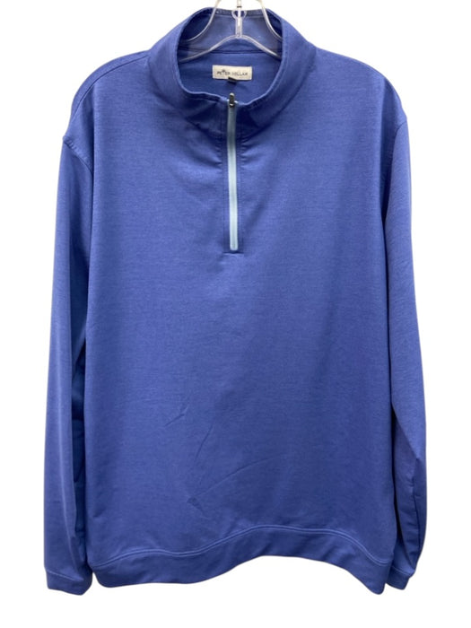 Peter Millar Size XL Blue Polyester Solid Quarter Zip Men's Long Sleeve Shirt Blue / XL