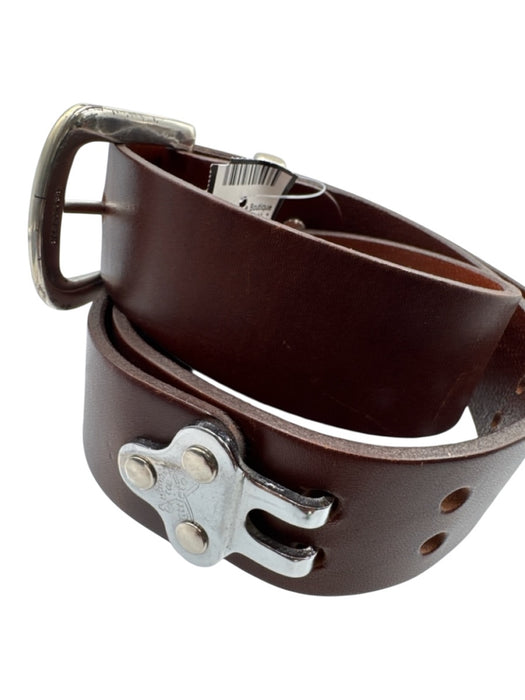Littleton Brown Leather Solid Silver hardware Men's Belt Brown