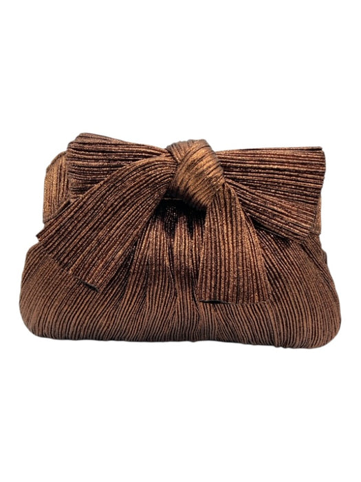 Loeffler Randall Copper Brown Textile Pleated Metallic Bow Chain Strap Bag Copper Brown / XS