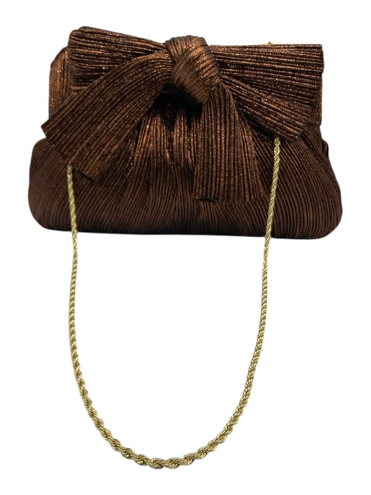 Loeffler Randall Copper Brown Textile Pleated Metallic Bow Chain Strap Bag Copper Brown / XS