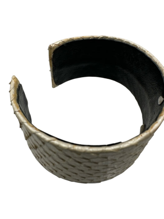 S. Carter Designs White & Silver Python Pave Diamonds Cuff Bracelet White & Silver