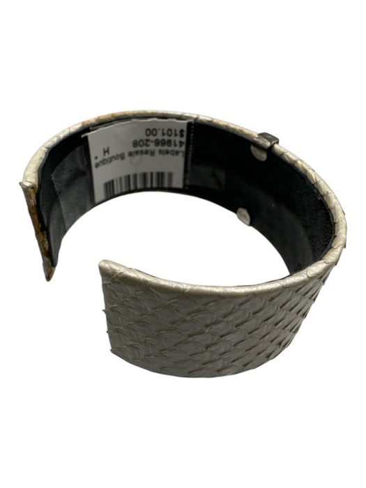 S. Carter Designs White & Silver Python Pave Diamonds Cuff Bracelet White & Silver