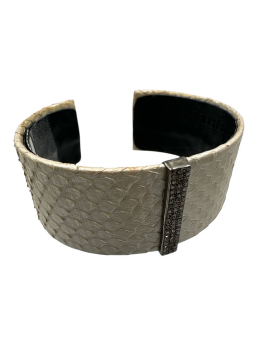S. Carter Designs White & Silver Python Pave Diamonds Cuff Bracelet White & Silver