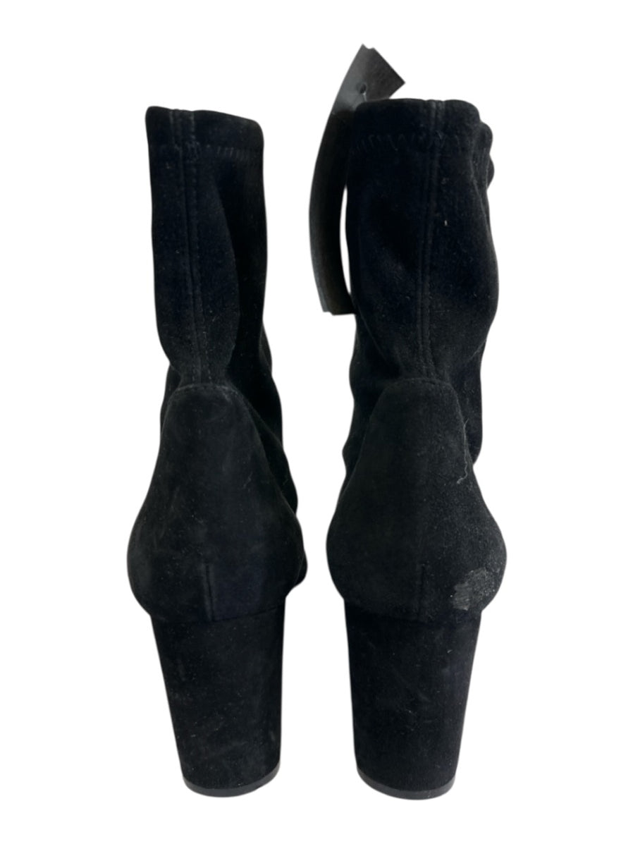 Stuart Weitzman Shoe Size 8 Black Suede Pointed Toe Block Heel Sock ...