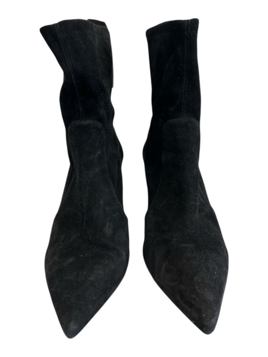Stuart Weitzman Shoe Size 8 Black Suede Pointed Toe Block Heel Sock Booties Black / 8
